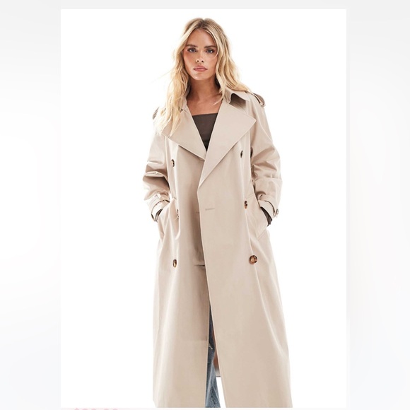ASOS Miss Selfridge petite belted trench coat in stone size UK 10/US 6 - Picture 2 of 11